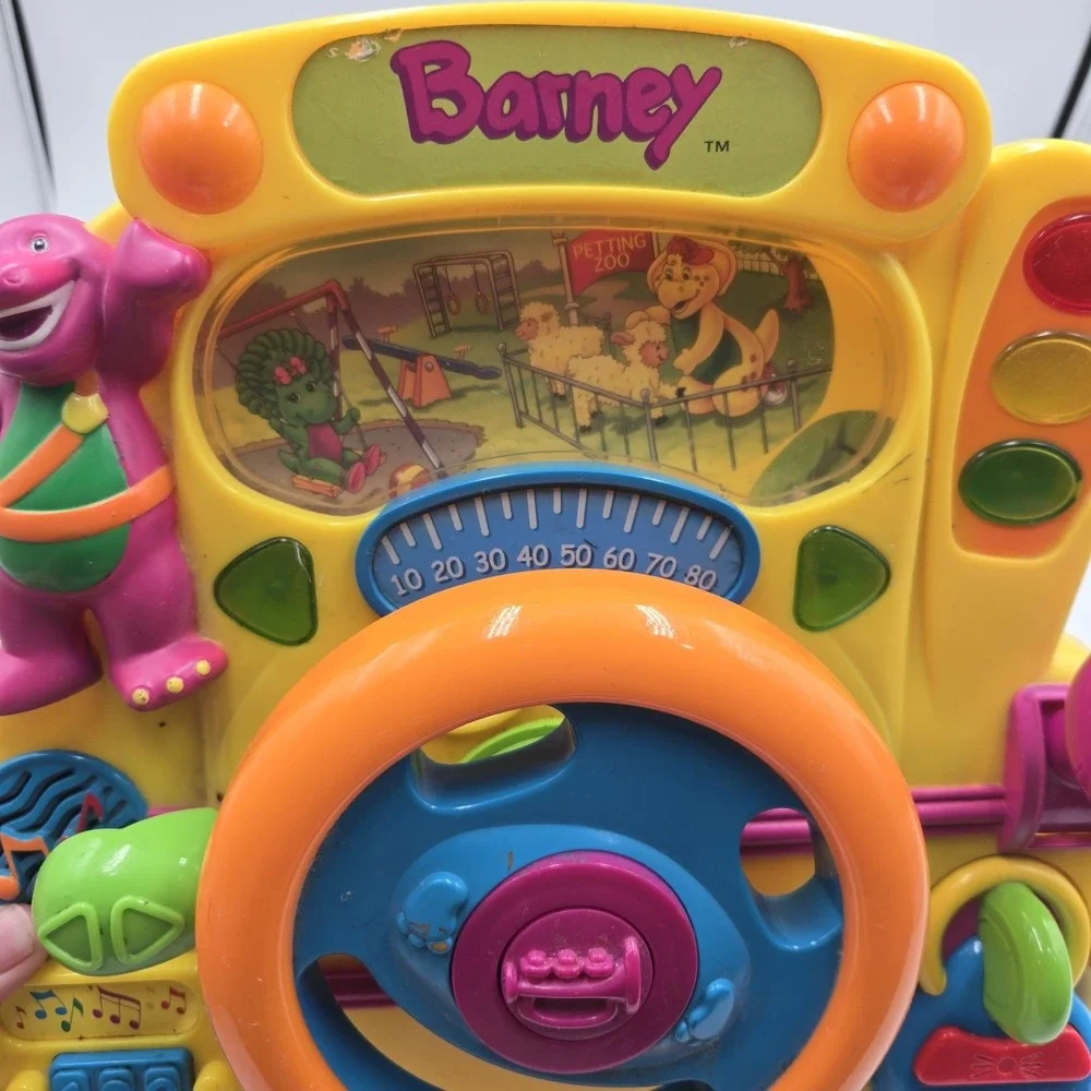 2002 Barney Steering Wheel Driving‎ Electronic Learning Interactive Toy - Works